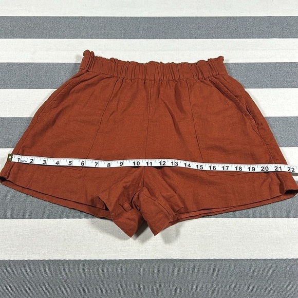 Abercrombie & Fitch Womens High Waist Linen Shorts Rust Orange Small Boho Summer - Picture 2 of 10